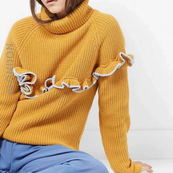 Ribbed Pullover with Ruffled Panel - Picture 1 of 6